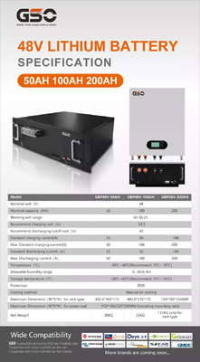 lithium rechargeable de la batterie Lifepo4 solaire de 2.5Kwh 50ah 5000 fois