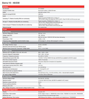Sierra 10-48/230 inverseurs directionnels multi P/N T711730201 des convertisseurs 1.25kva 1.2kw