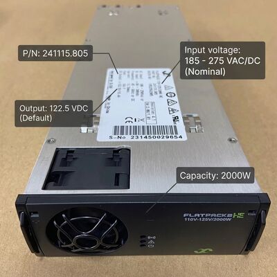 Module redresseur Eltek Flatpack2 110V 2000 HE P/N : 241115.805 Alimentation CC haute efficacité pour les réseaux de services publics