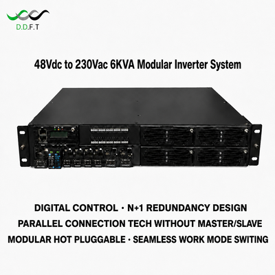 Système d'onduleur modulaire 48VDC à 220Vac, redondance parallèle N + 1, transfert transparent 0ms, puissance de télécommunication à montage en Rack 3KVA