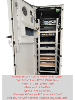 Cabinet extérieur solaire de système hybride de télécom 36KW+12.8KW avec le contrôleur Smartpack 2