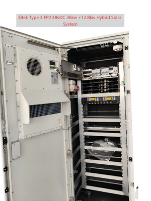 Armoire d'alimentation extérieure hybride solaire 48 V CC 36 kW + 12,8 kW pour applications hors réseau