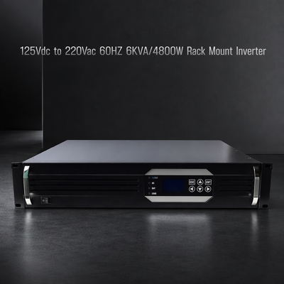 Onduleur à onde sinusoïdale pure 6KVA à montage en rack 19 "2U avec entrée 125VDC et serveur de sortie 220VAC UPS