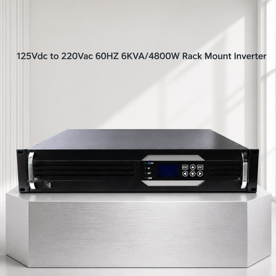 Onduleur 19 pouces 2U en rack 6KVA 4800W Pure Sine Wave 125VDC vers 220VAC pour applications hors réseau