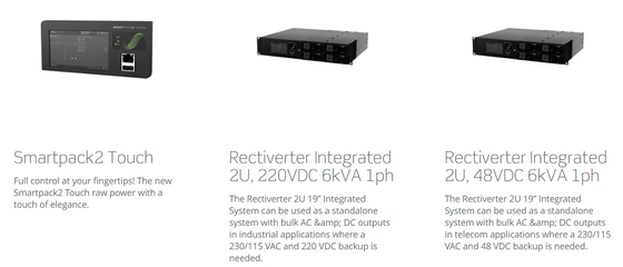 Système intégré d'Eltek Rectiverter 2U 6kVA C.A. de 6 KVAs et 4,8 kilowatts de C.C avec le contrôleur de Smartpack R
